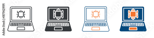 Laptop Icon Set Multiple Style Collection 