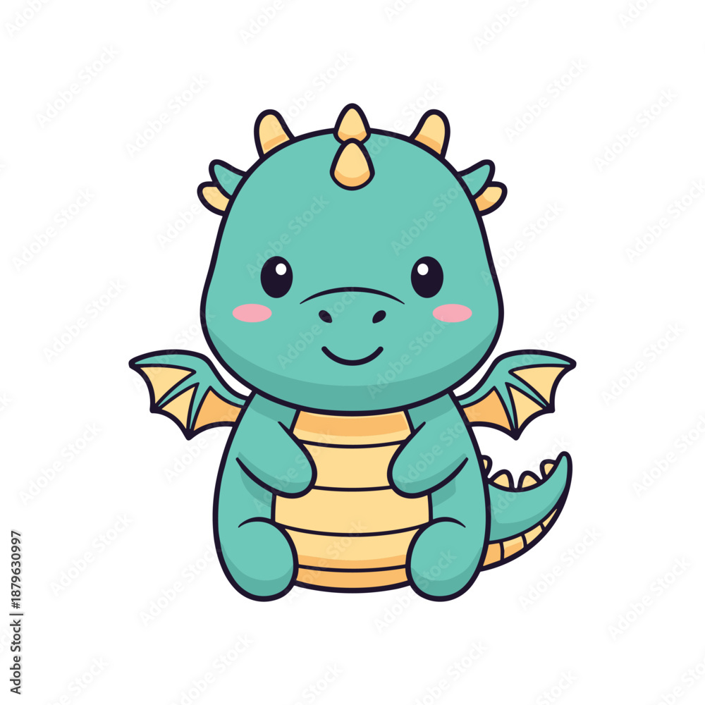 Obraz premium Adorable Cartoon Dragon Illustration for Kids
