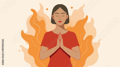 Dynamic steadicam tracking shot gliding smoothly of a woman meditating