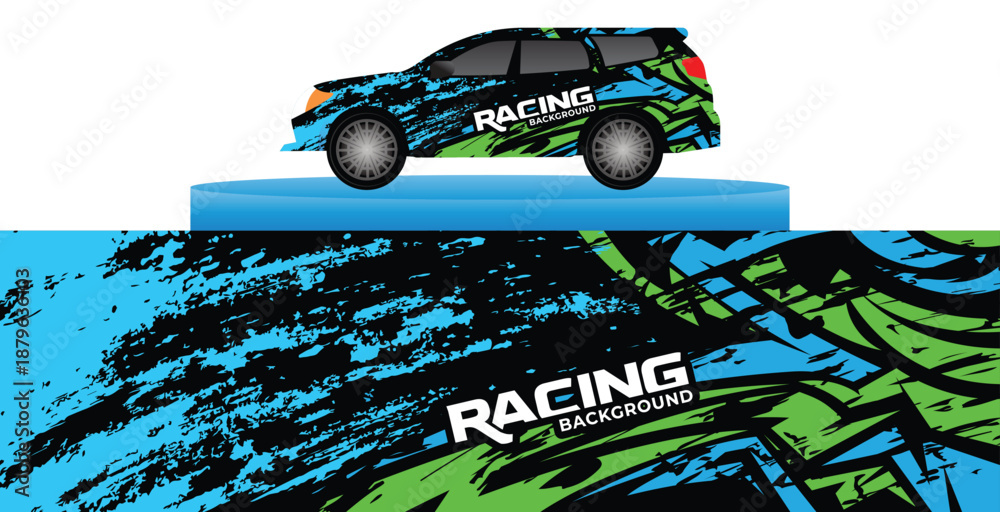 Obraz premium abstract car wrap design, car decal background design, colorful car wrap design, racing car wrap 
