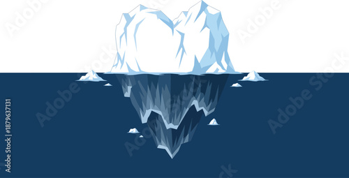 Iceberg Floating in the Ocean Water.