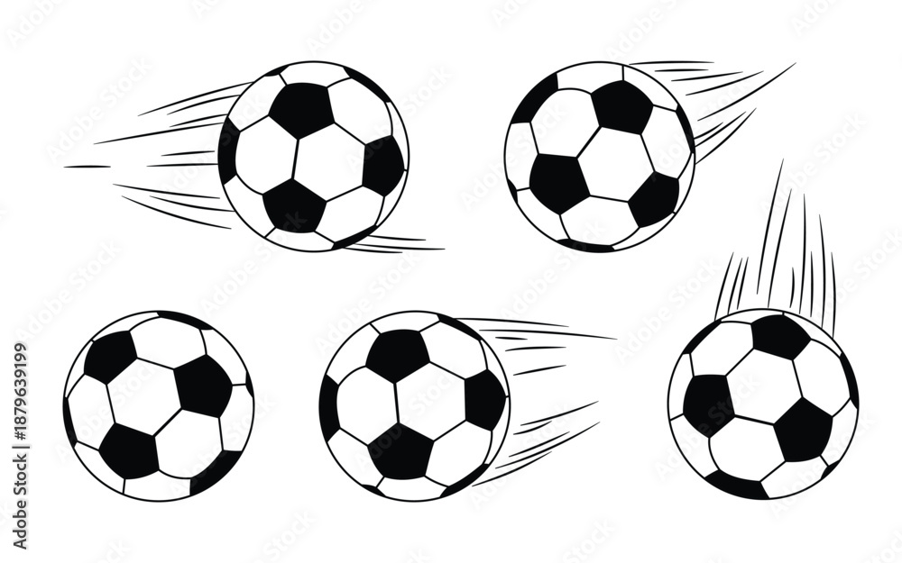 Naklejka premium Soccer ball or football flat vector icons. Soccer ball icon, simple black style. Football flat vector icon for sports apps and websites. soccer, ball, football, vector, game, ball shaped | Adobe Stoc