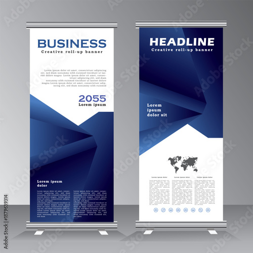 Abstract roll up banner template, vertical banner design template, roll up banner with blue colour, brochure, business, flyer, infographics, modern x-banner, Vector eps 10