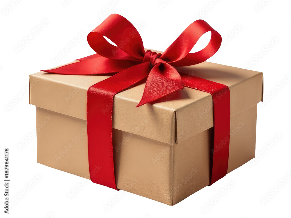 Obraz premium A beautifully wrapped gift box with a red ribbon, perfect for special occasions