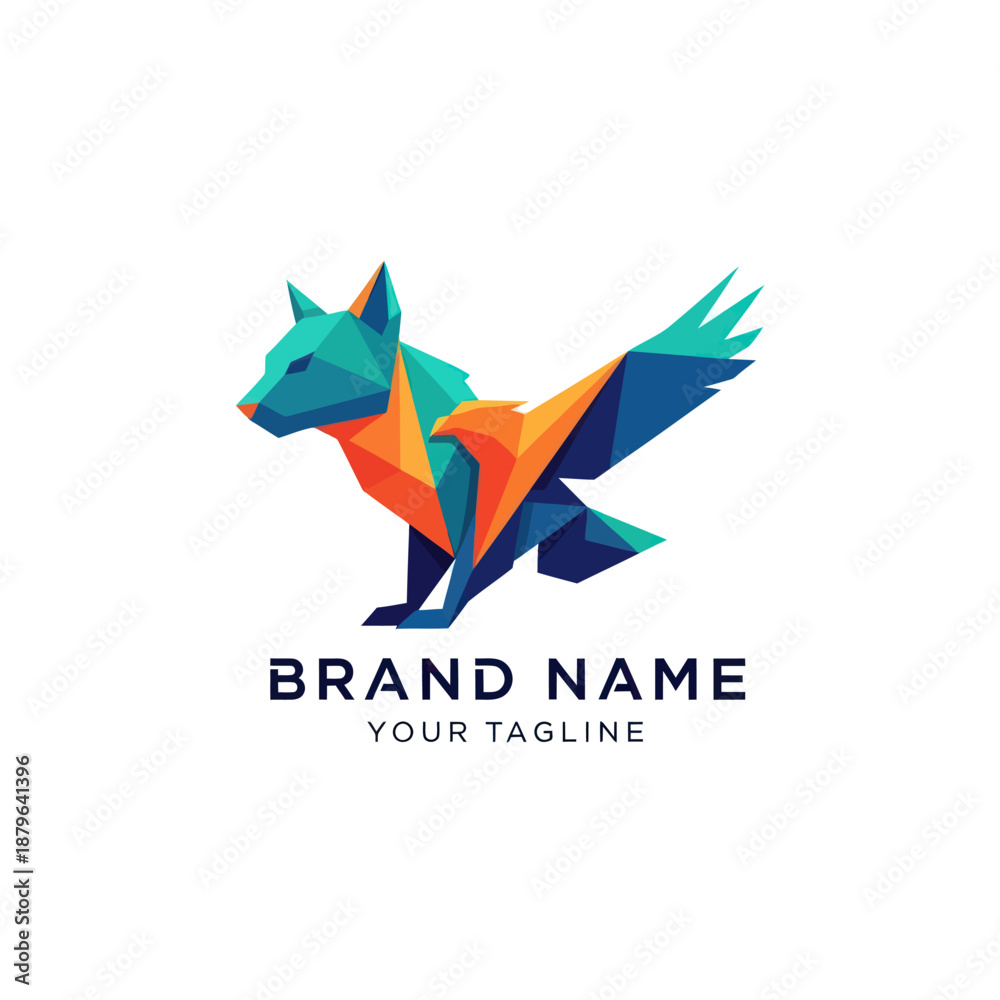 Obraz premium Geometric Fox Logo Design Element Running.