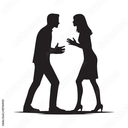 couple arguing vector silhouette clip art logo design illustration icon collection