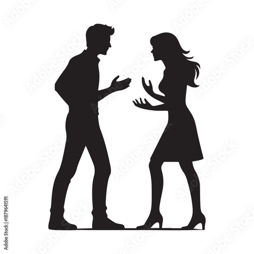 couple arguing vector silhouette clip art logo design illustration icon collection