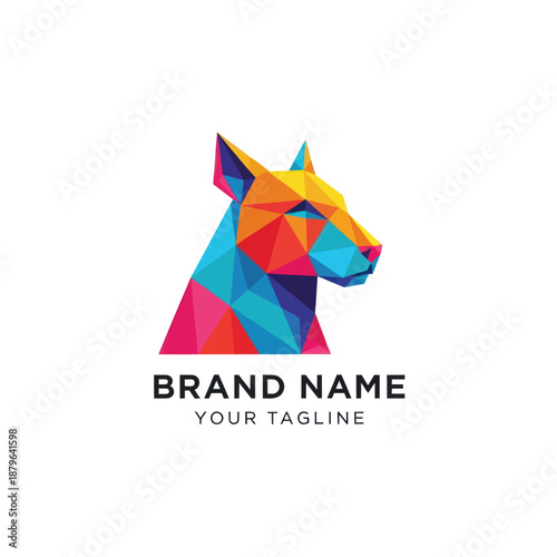 Colorful Geometric Dog Head Logo Design. Free Download Colorful Geometric Dog Head Logo Design. - GFXLoad