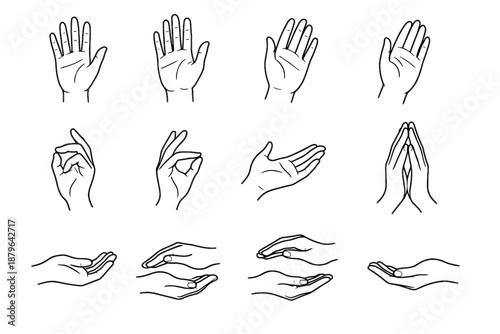 Showing icons calm hands care expressive greeting minimal hand icon gesture vector