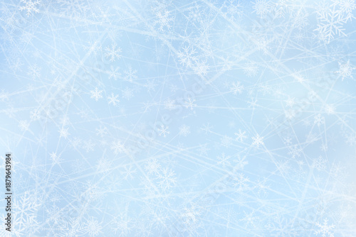 Winter ice background with blue frozen patterns and snow textures. Ideal for cold weather designs, holiday banners and abstract seasonal illustrations with frosty and flakes effects. Vector