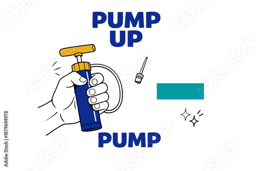 Hand pump for bicycle tires with needle and gauge illustration