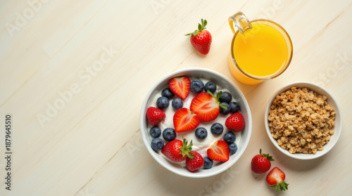 Minimal Breakfast Composition With Copy Space For Commercial Use.
