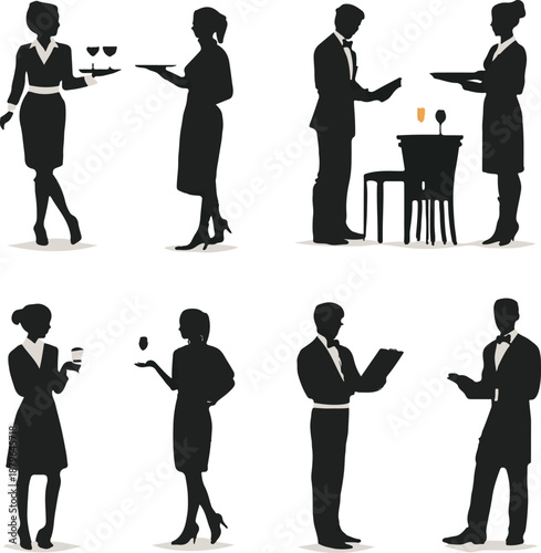 Silhouettes of service staff