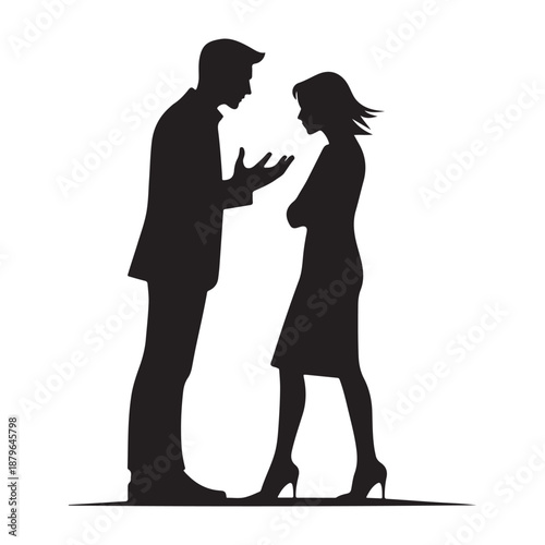 couple arguing vector silhouette clip art logo design illustration icon collection