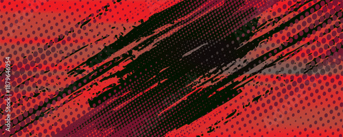 Halftone dots red and blue color pattern gradient grunge texture background. Dot pop art comic sport style vector illustration. grunge vector dots