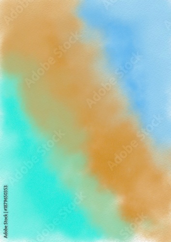 Abstract Watercolor Background in Green, Blue and Yellow