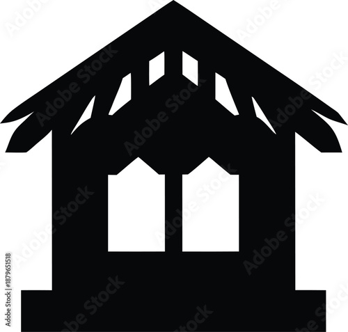 israeli sukkot hut silhouette vector illustration on transparent background