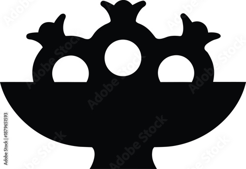 iranian yalda pomegranate plate silhouette vector illustration on transparent background