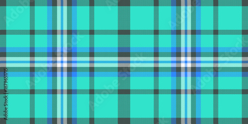 Tee check vector plaid, tracery fabric texture textile. Customer pattern tartan seamless background in teal and pastel colors.