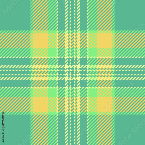 Party fabric texture tartan, geometric vector check plaid. Best textile pattern seamless background in mint and yellow colors.
