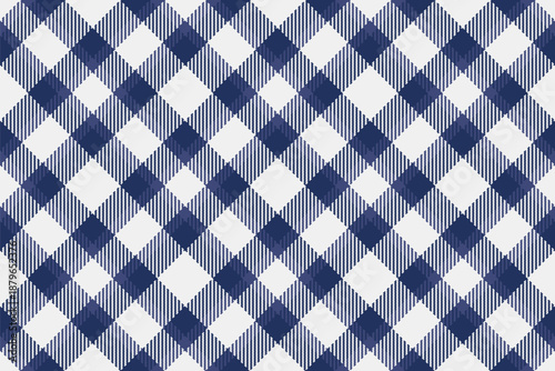 Azul check background tartan, nostalgia seamless pattern vector. Scottish fabric texture plaid textile in blue and white colors.