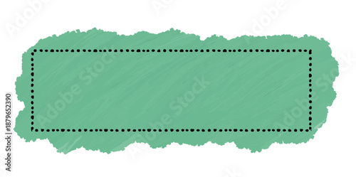 Artistic green scribble background with dashed rectangular frame for creative design elements