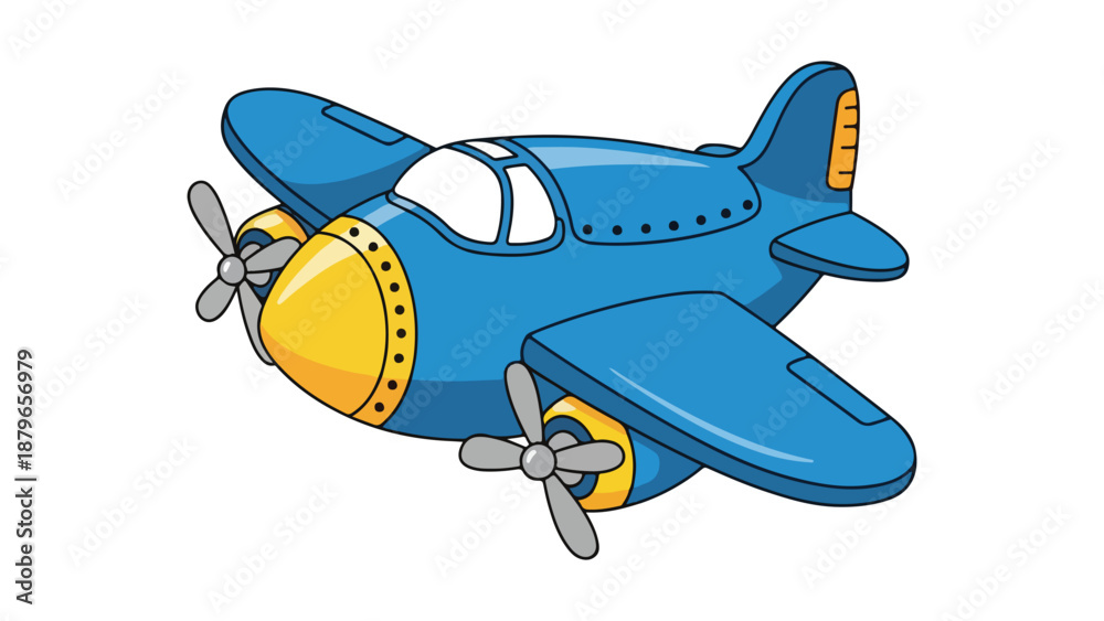 Naklejka premium Vintage blue propeller airplane illustration