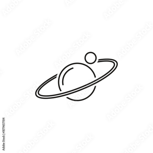 Planet Saturn Line Icon for Astronomy, Space Exploration, and Solar System