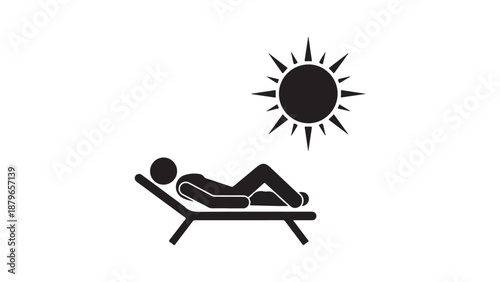 Relaxing sunbathing vector illustration
