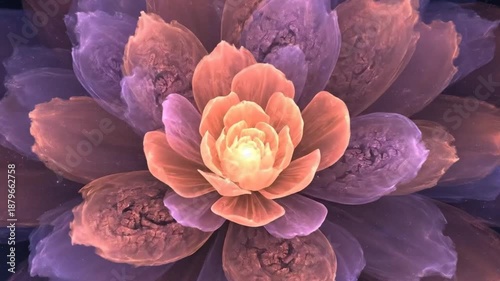 Abstract floral bloom vibrant petals in vivid colors and digital rendering