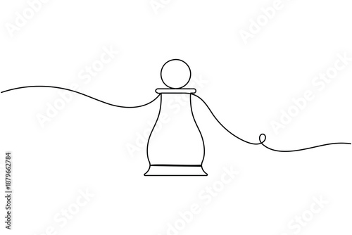 Strategy chess icon continuous one line drawing  on white background minimalist pawn progression business growth and scaling symbol outline vector illustration