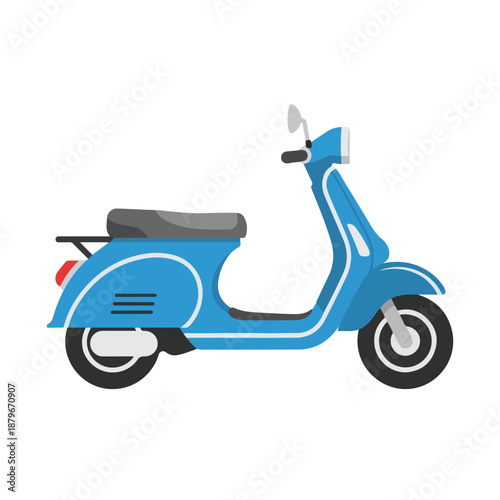 Blue Scooter Illustration on White Background
