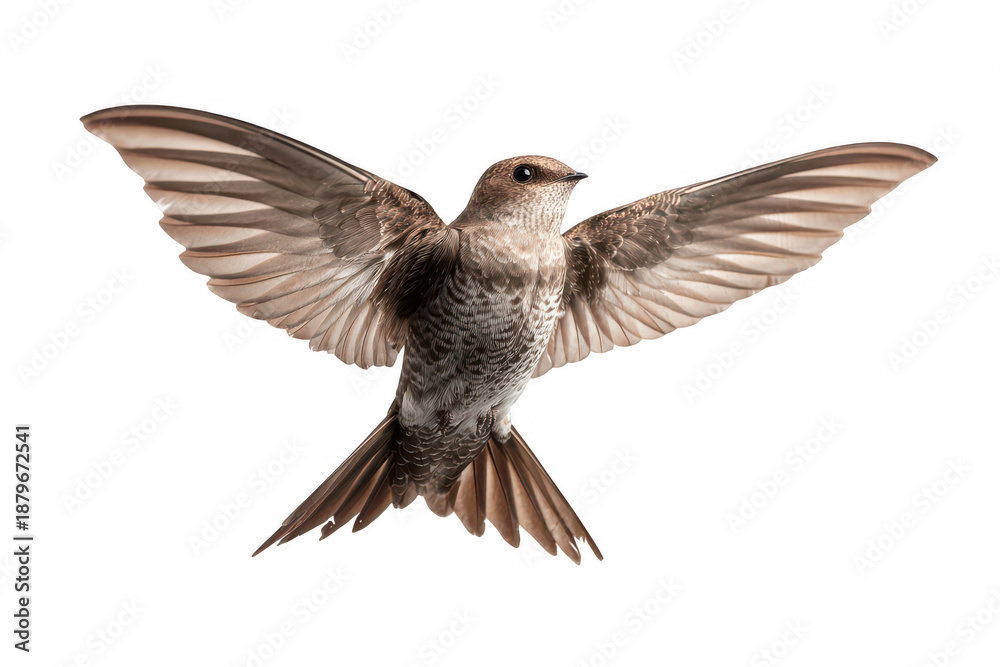 Obraz premium A bird with brown feathers is flying in the air