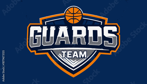 A sports-themed design featuring the word "GUARDS" over "TEAM", with a basketball graphic