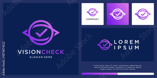 Vision check logo design template.