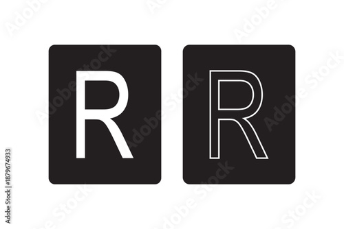 Registered trademark symbol vector illustration, black and white R logo design, intellectual property protection icon, branding identity element, legal business rights, copyright registration 