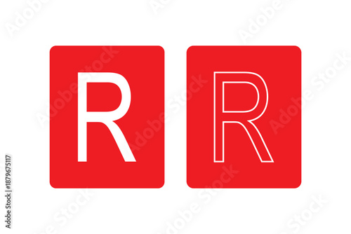 Registered trademark symbol vector illustration, black and white R logo design, intellectual property protection icon, branding identity element, legal business rights, copyright registration 