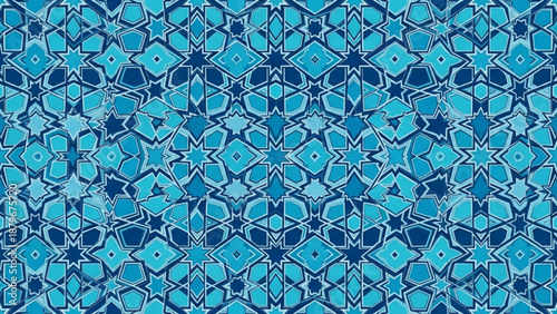 Intricate geometric pattern in shades of blue seamless mosaic tile design for backgrounds and textiles abstract digital art