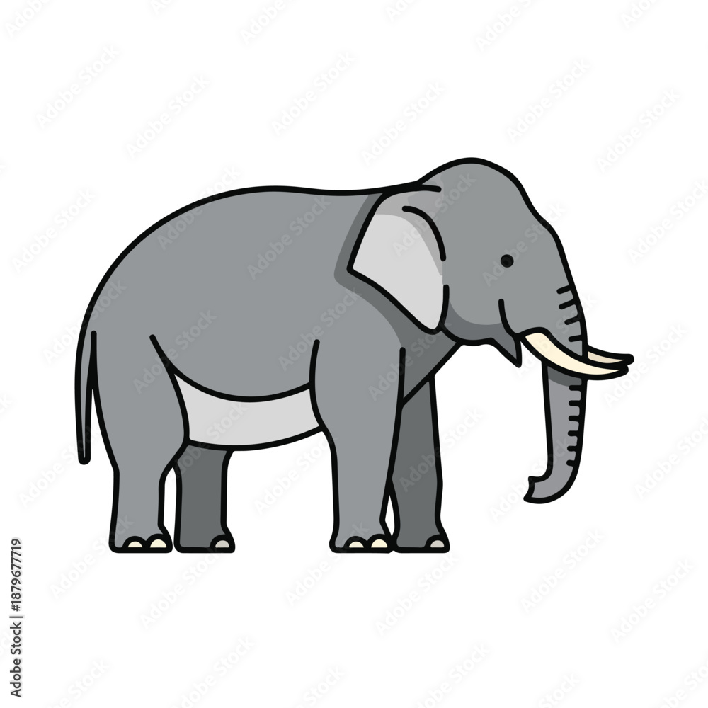 Fototapeta premium Gray Elephant Cartoon Character Illustration on White Background