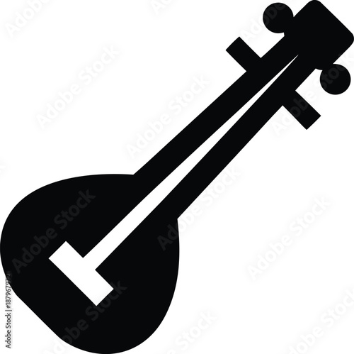 serbian gusle silhouette vector illustration on transparent background