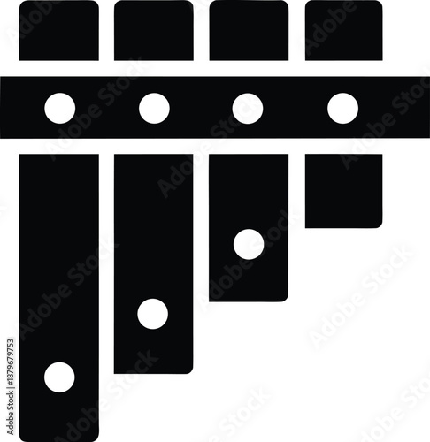 romanian nai pan flute silhouette vector illustration on transparent background