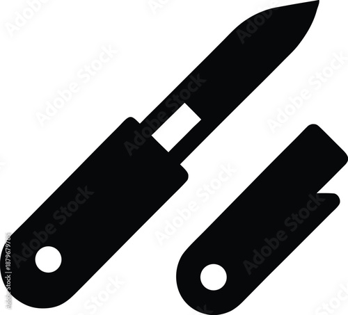 quill carving knife silhouette vector illustration on transparent background