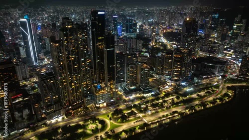 Wallpaper Mural Aerial hyperlapse of Panama city during the night time Torontodigital.ca