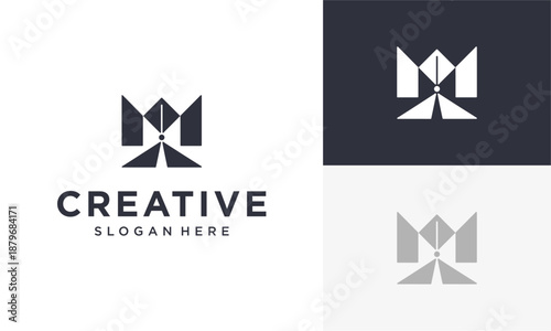 Modern geometric butterfly logo design concept for creative industry branding and marketing materials in vector illustration