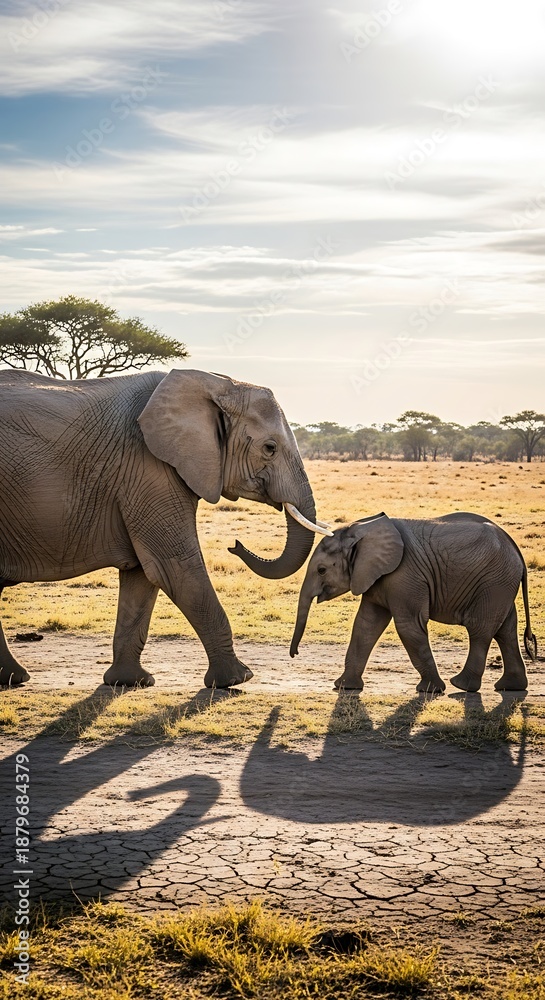 Fototapeta premium Elephant Family Walk.
