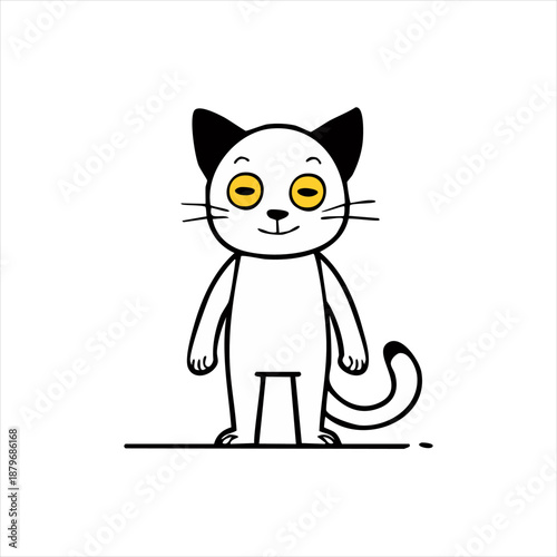 A cartoon cat with a happy face.
