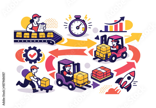 Streamlined Industrial Efficiency. Optimized industrial handling. A top-down view of an industrial site with