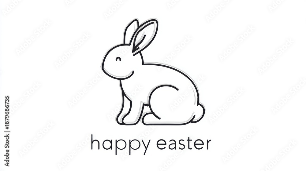 Fototapeta premium simple single line drawing of an easter bunny with the text 