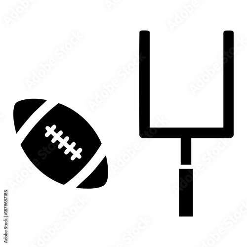 American football and goalpost icons stand ready for a game or scoring attempt representing sport competition and athletics.