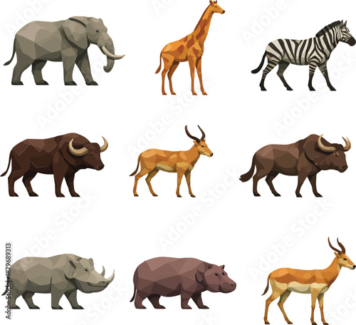 Illustration of various African wildlife animals including elephant, giraffe, zebra, and antelope in a ChatGPT Image style on Jan 15, 2026